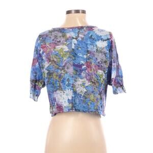 Delia's Crop Top Multi-Color Floral Print Blue Purple Short Sleeve Women's Small